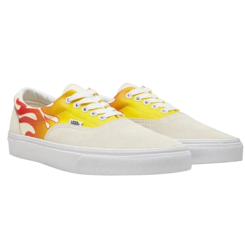 Vans Era True White Flame Canvas Skateboarding Sneakers Size 9.5
